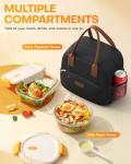 HOTOR Lunch Bag for Women & Men - Wear-Resistant Insulated Lunch Box with Large Capacity, Multi-Functional Cooler Bag for Office, Picnic, Black, 10L,10.60" x 5.90" x 9.50"