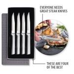 Rada Cutlery 4-Piece Serrated Steak Knife Gift Set (S4S), Stainless Steel Hollow Ground Blades, Made in USA, Silver Handles