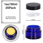 1oz Glass Jar with Lid, Hoa Kinh 25Pack Blue Round Containers Cosmetic Glass Jars with Inner Liners and Black Lids Travel Jars for Storing Lip and Body Scrub, Lotion, Body Butter, Bath Salts, Liquid