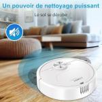 Robot Vacuum and Mop, Vacuum Robot mop Advanced Obstacle Avoidance, Robotic Vacuum Cleaner Aspiradora Robot Slim Robotic Vacuum CleanerDesign, Ideal for Pet Hair, Hard Floor - White