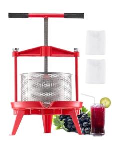 VEVOR 2.38 Gal/9L Fruit Wine Press, Stainless Steel Basket with Cross-beam and Triangular Structure, Manual Juice Maker, Cider Apple Grape Tincture Making Press with T-Handle for Kitchen Home