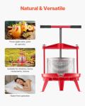 VEVOR 2.38 Gal/9L Fruit Wine Press, Stainless Steel Basket with Cross-beam and Triangular Structure, Manual Juice Maker, Cider Apple Grape Tincture Making Press with T-Handle for Kitchen Home