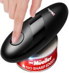 MÜELLERHOME SmoothEdge Auto Electric Can Opener – Battery‑Operated One‑Touch w Magnet Lid Lifter – Portable Hands‑Free Automatic Can Openers for Seniors & Arthritis, Smooth‑Edge Cut Technology, Black