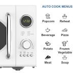 Emerson MWRG0901W 0.9 Cu. Ft. Retro Microwave with 1,000W Grill Function, 800W Cooking Power, LED Display, 5 Power Levels, 8 Auto Menus, Glass Turntable, Child Lock, White Countertop Design