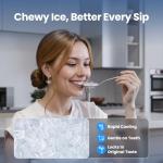 Vibofrost Nugget Ice Maker Countertop – Premium Stainless Steel, Chewable Sonic Ice, 2000+ Ice Pellets Daily, Ready in 6-10 Minutes, Self-Cleaning & Innovative Anti-Scale System (Black)