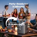 Vibofrost Nugget Ice Maker Countertop – Premium Stainless Steel, Chewable Sonic Ice, 2000+ Ice Pellets Daily, Ready in 6-10 Minutes, Self-Cleaning & Innovative Anti-Scale System (Black)