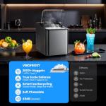 Vibofrost Nugget Ice Maker Countertop – Premium Stainless Steel, Chewable Sonic Ice, 2000+ Ice Pellets Daily, Ready in 6-10 Minutes, Self-Cleaning & Innovative Anti-Scale System (Black)