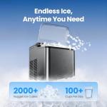 Vibofrost Nugget Ice Maker Countertop – Premium Stainless Steel, Chewable Sonic Ice, 2000+ Ice Pellets Daily, Ready in 6-10 Minutes, Self-Cleaning & Innovative Anti-Scale System (Black)