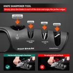 MAD SHARK Knife Sharpener, 6 Adjustable Sharpening Angle, Coarse & Fine Knife Sharpener Tool, Handheld Manual Knives Sharpener for Precision Kitchen Knives, Pocket, Scissors, Black