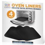 Toaster Oven Liners for Bottom of Oven (4 Pack) Reusable Non-Stick Heat Resistant Toaster Liners, Compatible with Ninja, Cuisinart, Emeril Lagasse & More, Toaster Mat, 12"x12" (Black)