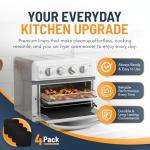 Toaster Oven Liners for Bottom of Oven (4 Pack) Reusable Non-Stick Heat Resistant Toaster Liners, Compatible with Ninja, Cuisinart, Emeril Lagasse & More, Toaster Mat, 12"x12" (Black)