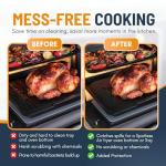 Toaster Oven Liners for Bottom of Oven (4 Pack) Reusable Non-Stick Heat Resistant Toaster Liners, Compatible with Ninja, Cuisinart, Emeril Lagasse & More, Toaster Mat, 12"x12" (Black)