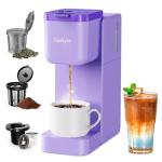 Tastyle Single Serve Coffee Maker for K Cup, Ground and Tea, Hot and Iced Coffee Machines with Bold Setting, 6 to 16 Oz Brew Sizes, Compact for Small Spaces, Purple (2.0 Version)