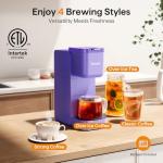 Tastyle Single Serve Coffee Maker for K Cup, Ground and Tea, Hot and Iced Coffee Machines with Bold Setting, 6 to 16 Oz Brew Sizes, Compact for Small Spaces, Purple (2.0 Version)