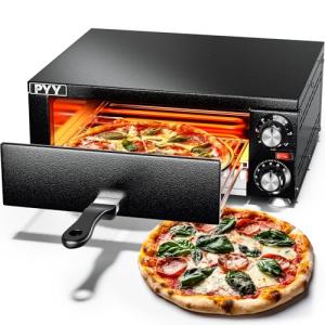 PYY Electric Pizza Oven Indoor Countertop Pizza Oven Commercial Pizza Maker Machine for Home with Timer Stainless Steel Pizza Cooker,Matte Black