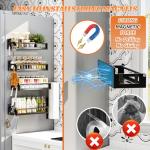 adoymiro 5 Pack Magnetic Spice Storage Rack Organizer for Refrigerator and Oven, Black Fridge Organizers and Storage, Paper towel holder, Punch and no-punch dual purpose (Black, 5p)