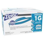 Ziploc 94604 Double-Zipper Freezer Bags, 1gal, 2.7mil, Clear w/Label Panel (Case of 250)