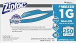 Ziploc 94604 Double-Zipper Freezer Bags, 1gal, 2.7mil, Clear w/Label Panel (Case of 250)