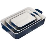 Kook Casserole Dish, Ceramic Baking Dish, Large Lasagna Pan Deep for Oven, 8.5 x 14, 11 x 7, 8 x 5, Set of 3, 92oz, 50oz, 20oz, Baking Pan with Handles, Oven Safe and Durable, Home, Gift, (Navy)
