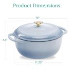 Best Choice Products 6 Quart Enamel Cast-Iron Round Dutch Oven, Family Style Heavy-Duty Pre-Seasoned Cookware for Home, Kitchen, Dining Room, Oven Safe w/Lid, Dual Handles - Cornflower Blue