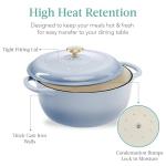 Best Choice Products 6 Quart Enamel Cast-Iron Round Dutch Oven, Family Style Heavy-Duty Pre-Seasoned Cookware for Home, Kitchen, Dining Room, Oven Safe w/Lid, Dual Handles - Cornflower Blue