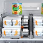 SCAVATA Skinny Can Organizer for Refrigerator, Stackable Tall Skinny Soda Pop Can Holder Dispenser with Lid for Fridge Pantry Rack Freezer, Clear Plastic Storage Bins-Holds 12 Slim Cans (See-through)