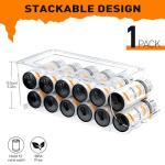 SCAVATA Skinny Can Organizer for Refrigerator, Stackable Tall Skinny Soda Pop Can Holder Dispenser with Lid for Fridge Pantry Rack Freezer, Clear Plastic Storage Bins-Holds 12 Slim Cans (See-through)