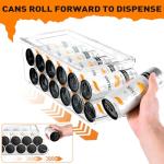 SCAVATA Skinny Can Organizer for Refrigerator, Stackable Tall Skinny Soda Pop Can Holder Dispenser with Lid for Fridge Pantry Rack Freezer, Clear Plastic Storage Bins-Holds 12 Slim Cans (See-through)