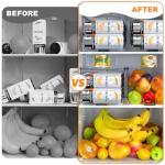 SCAVATA Skinny Can Organizer for Refrigerator, Stackable Tall Skinny Soda Pop Can Holder Dispenser with Lid for Fridge Pantry Rack Freezer, Clear Plastic Storage Bins-Holds 12 Slim Cans (See-through)