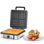FOHERE Belgian Waffle Maker 4 Slices, 1200W Square Waffle Iron, 5 Browning Levels, Nonstick Plates, Cool-touch Handle, Anti-scald, Anti-overflow, Indicator Lights, Recipe, White (Large)