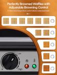 FOHERE Belgian Waffle Maker 4 Slices, 1200W Square Waffle Iron, 5 Browning Levels, Nonstick Plates, Cool-touch Handle, Anti-scald, Anti-overflow, Indicator Lights, Recipe, White (Large)