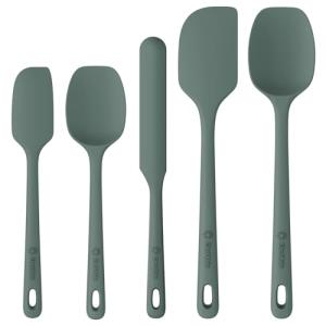 ChefAide 5 Pieces Silicone Spatula Set, Food Grade Rubber Spatula, Upgrade Strong Handle with Ergonomic Grip, Heat Resistant Up to 600°F for Nonstick Cookware, Cooking Dried Thyme