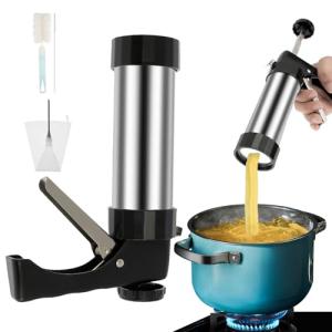Churro Maker Machine, 3-in-1 Stainless Steel Churro Gun Kit, Cookies Press for Baking, Hollow Churro Maker Tool for Beginners DIY Cake Maker Decorating Baking, Easy to Install/Use