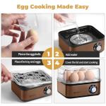 Annie & Mia Design Electric Egg Cooker, Stainless Steel 8 Egg Capacity egg boiler, 500W, Hard, Medium, Soft Boiled Egg Poacher, egg steamer, Multi-function, Knob Auto Shut-Off Function (Gold)