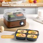 Annie & Mia Design Electric Egg Cooker, Stainless Steel 8 Egg Capacity egg boiler, 500W, Hard, Medium, Soft Boiled Egg Poacher, egg steamer, Multi-function, Knob Auto Shut-Off Function (Gold)