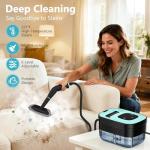 Steam Cleaner, Portable Steamer for Cleaning with 15pcs Accessories, 6-Level Adjustable, 15s Heat-Up, Handheld Steam Cleaner for Home for Tile, Grease, Dirt, Grout, Car Detailing, Green