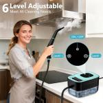 Steam Cleaner, Portable Steamer for Cleaning with 15pcs Accessories, 6-Level Adjustable, 15s Heat-Up, Handheld Steam Cleaner for Home for Tile, Grease, Dirt, Grout, Car Detailing, Green