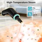 Steam Cleaner, Portable Steamer for Cleaning with 15pcs Accessories, 6-Level Adjustable, 15s Heat-Up, Handheld Steam Cleaner for Home for Tile, Grease, Dirt, Grout, Car Detailing, Green