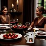 Mini Ceramic Fondue Set: Chocolate Fondue Melting Cup, Cheese Fondue Pot, Candy Mini Fondue Cups with 1 Fork & 1 Scoop - Food-Safe Gift for Parties, Gifts, Cozy Nights (Red)