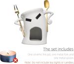 Mini Ceramic Fondue Set: Chocolate Fondue Melting Cup, Cheese Fondue Pot, Candy Mini Fondue Cups with 1 Fork & 1 Scoop - Food-Safe Gift for Parties, Gifts, Cozy Nights (Red)