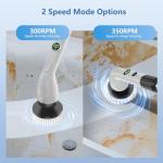 Electric Spin Scrubber, Cleaning Brush with 8 Brush Heads, IPX7 Waterproof LED Display, Adjustable Extension Handle Shower Scrubber for Bathroom Floor Tub Tile (Black)