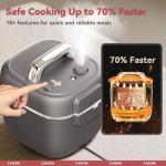 CARORI Electric Pressure Cooker 3QT, 8-Function Compact Multi-Cooker with Ceramic Nonstick Pot for Saute, Pressure Cook, Slow Cook, Meat Stew, Rice, Delay Start, Keep Warm, Safe Venting, Gray