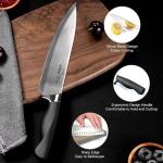 Amorston Knife Set, 14 Pcs Kitchen Knives Block Set for Mirror Blade Design, German Stainless Steel Knife Sets with Sharpening Stone, Dishwasher Safe Perfect Holiday Gifts for Kitchen, Black