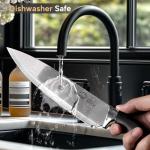 Amorston Knife Set, 14 Pcs Kitchen Knives Block Set for Mirror Blade Design, German Stainless Steel Knife Sets with Sharpening Stone, Dishwasher Safe Perfect Holiday Gifts for Kitchen, Black