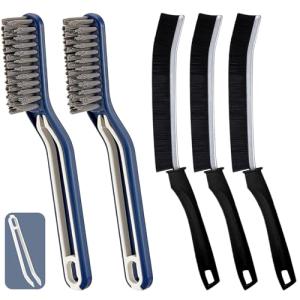 5 PCS Crevice Cleaning Brush, Multifunctional Hard Bristle Grout Cleaner Brush, Bathroom Cleaning Brush Tool with Clip,Kitchen Brush for Household, Kitchen, Window, Sink, Toilet, Grout