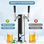 Beer Tower Cooler Insulator, Kegerator Tower Insulator Sleeve for 3” Double Tap Draft Beer Tower, Stretchy Neoprene Beer Tower Cooler Sleeve Beer Keg Tower Insulator Reduce Foam