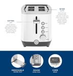 GE 2 Slice Toaster, Extra Wide Slots for Toasting Bagels, Breads, Waffles & More, 7 Adjustable Shade Settings, Removable Crumb Tray, Countertop Kitchen Essentials, 850 Watts, White