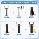Beer Tower Cooler Insulator, Kegerator Tower Insulator Sleeve for 3” Double Tap Draft Beer Tower, Stretchy Neoprene Beer Tower Cooler Sleeve Beer Keg Tower Insulator Reduce Foam