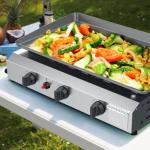 ADREAK 3 Burner BBQ Flat Top Grill, 25.6 Inch Stainless Steel Portable Detachable Gas Griddle, 30,000 BTU Propane Griddle for Camping