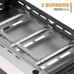 ADREAK 3 Burner BBQ Flat Top Grill, 25.6 Inch Stainless Steel Portable Detachable Gas Griddle, 30,000 BTU Propane Griddle for Camping